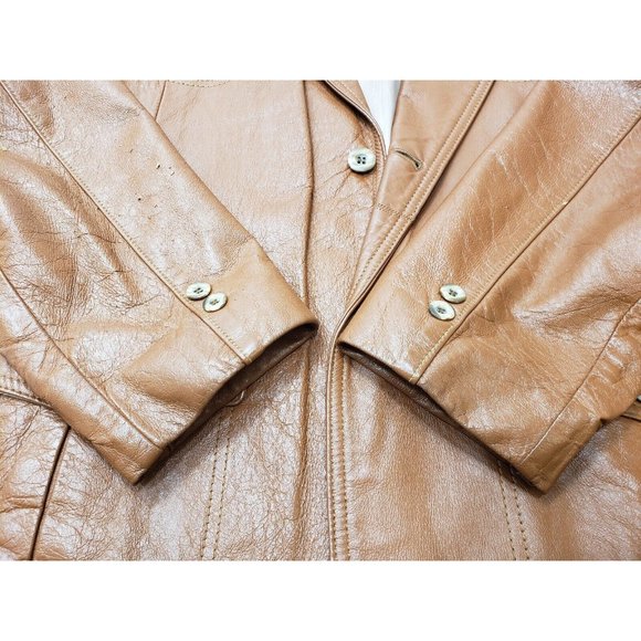 Breier of Amsterdam Mens Jacket Two Button Leather Pockets Brown Size 46 Vintage - Picture 4 of 15